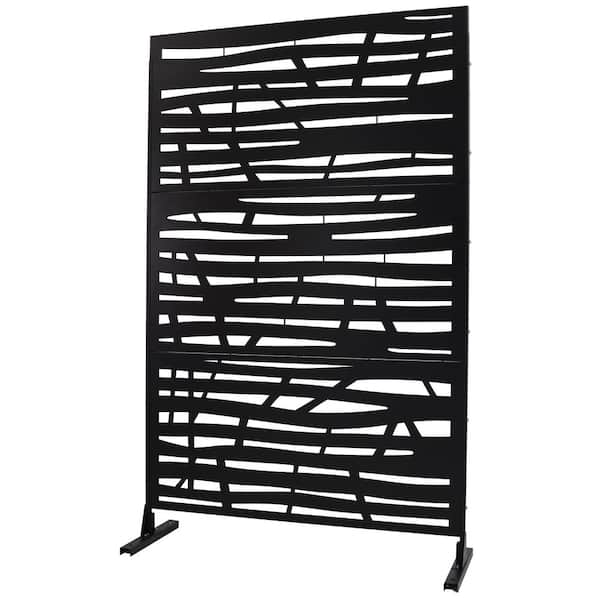 Outdoor and Indoor Freestanding Decorative Privacy Screen Metal Privacy Screen, Fence Panels in Black