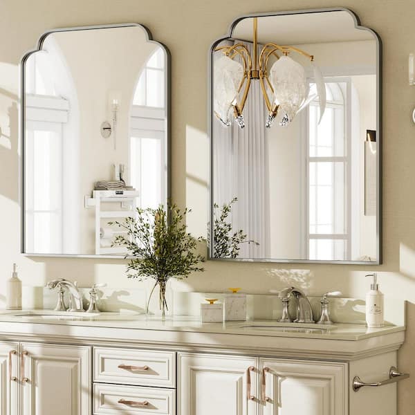 XRAMFY Silver 30 in. W x 40 in. H Arched Modern Aluminum