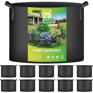 iPower 10 gal. Grow Bags Nonwoven Fabric Pots Aeration Container with Strap Handles (10-Pack), Black