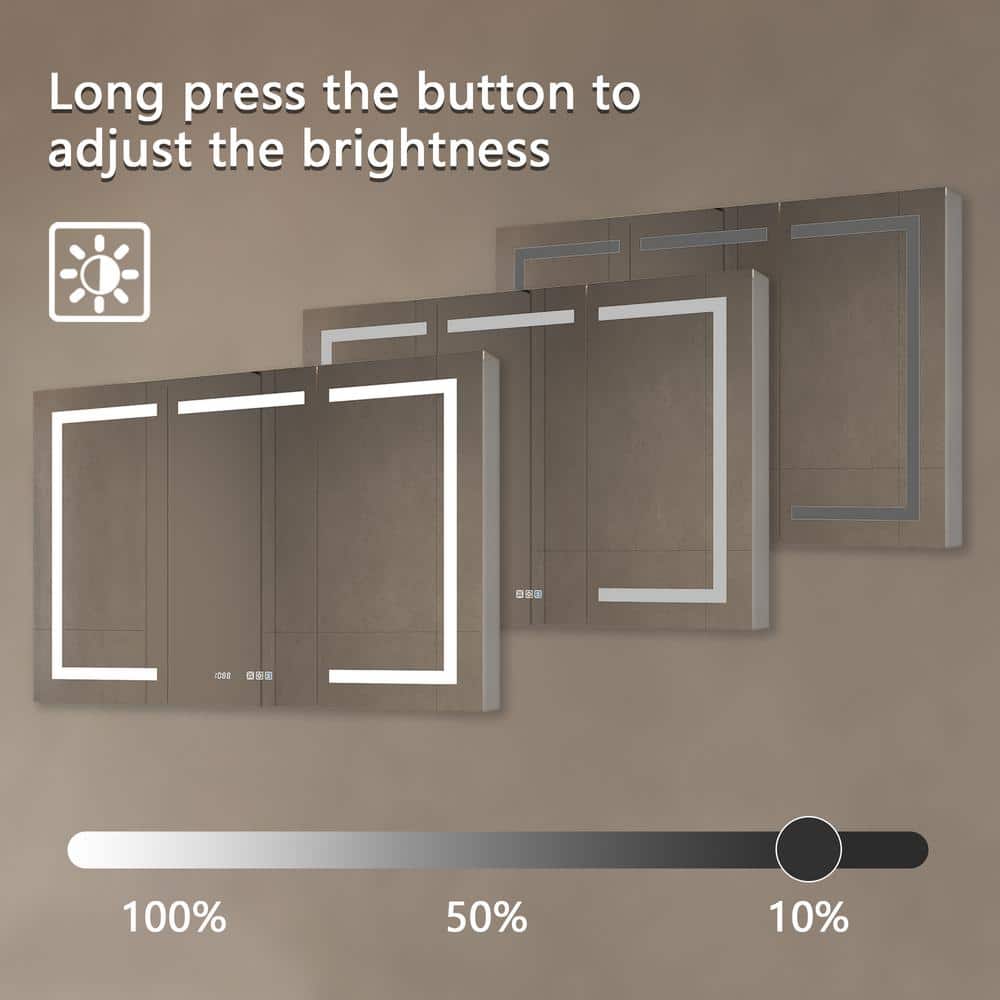 48'' x 32'' Silver Aluminum LED Medicine Cabinet with Mirror