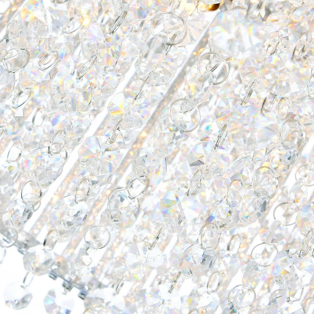 Claire 16" Chrome Drum Chandelier with Clear Crystals