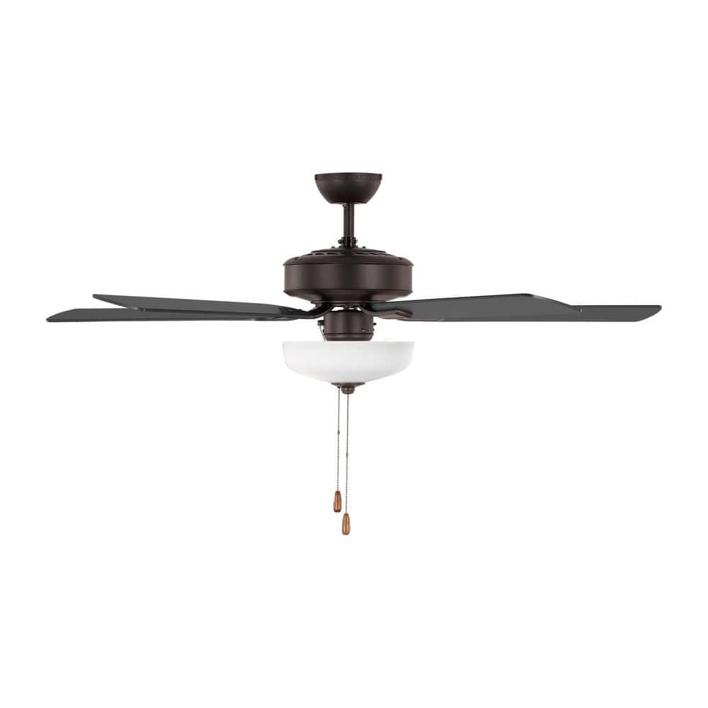 Linden 52'' Bronze Ceiling Fan with Matte White Glass Light Kit
