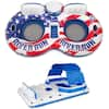 Intex American Flag Red, White and Blue 2-Person Pool Tube Float with  Cooler Bundled with Air Pump 56855VM + 66643E - The Home Depot