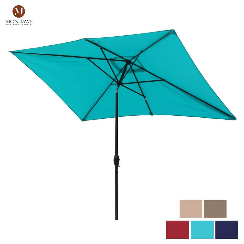 Mondawe 10 ft. Rectangular Aluminum Market Patio Umbrella Outdoor Umbrella in Light Blue with Crank and Tilt