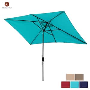 10 ft. Rectangular Aluminum Market Patio Umbrella Outdoor Umbrella in Light Blue with Crank and Tilt