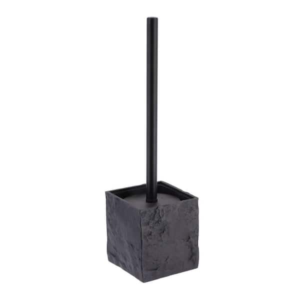 Black Stone Effect Square Toilet Brush and Holder Set