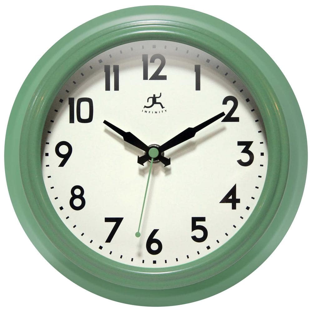 Infinity Instruments Retro Diner Green Wall Clock, 8.5 In. 14751lg-3773 