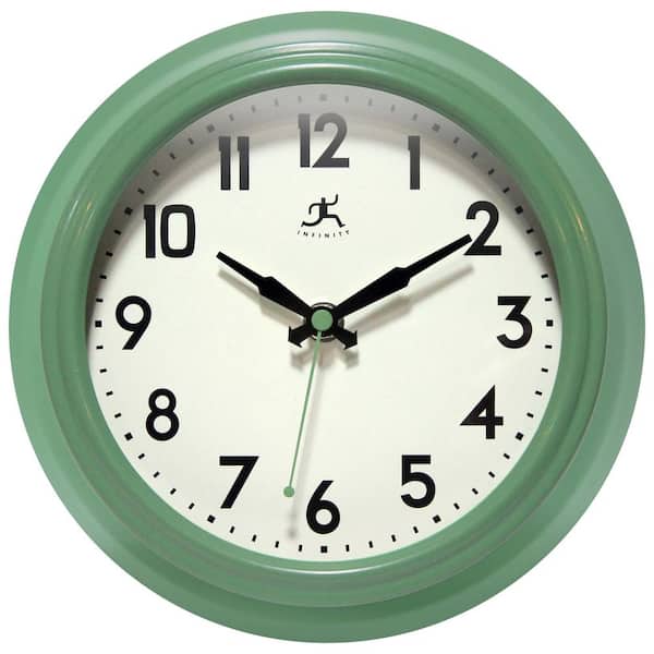 Infinity Instruments Retro Diner Green Wall Clock, 8.5 in.