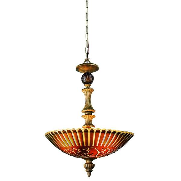 Eurofase Fenton Collection 3-Light Aged Taupe Hanging Bowl Pendant