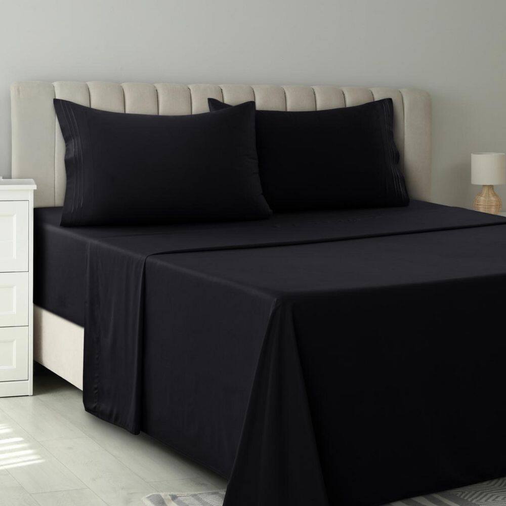 Lux Decor 3-Piece Black Solid Color Microfiber Twin Deep Pocket Sheet Set price history on PriceWatchPro