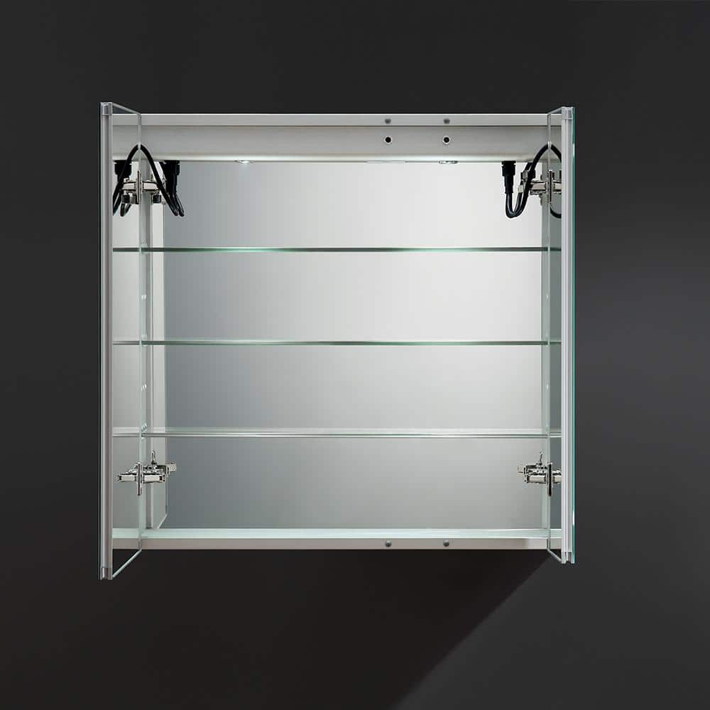 Contemporary 29.5" Square Bathroom Medicine Cabinet with LED Lighting