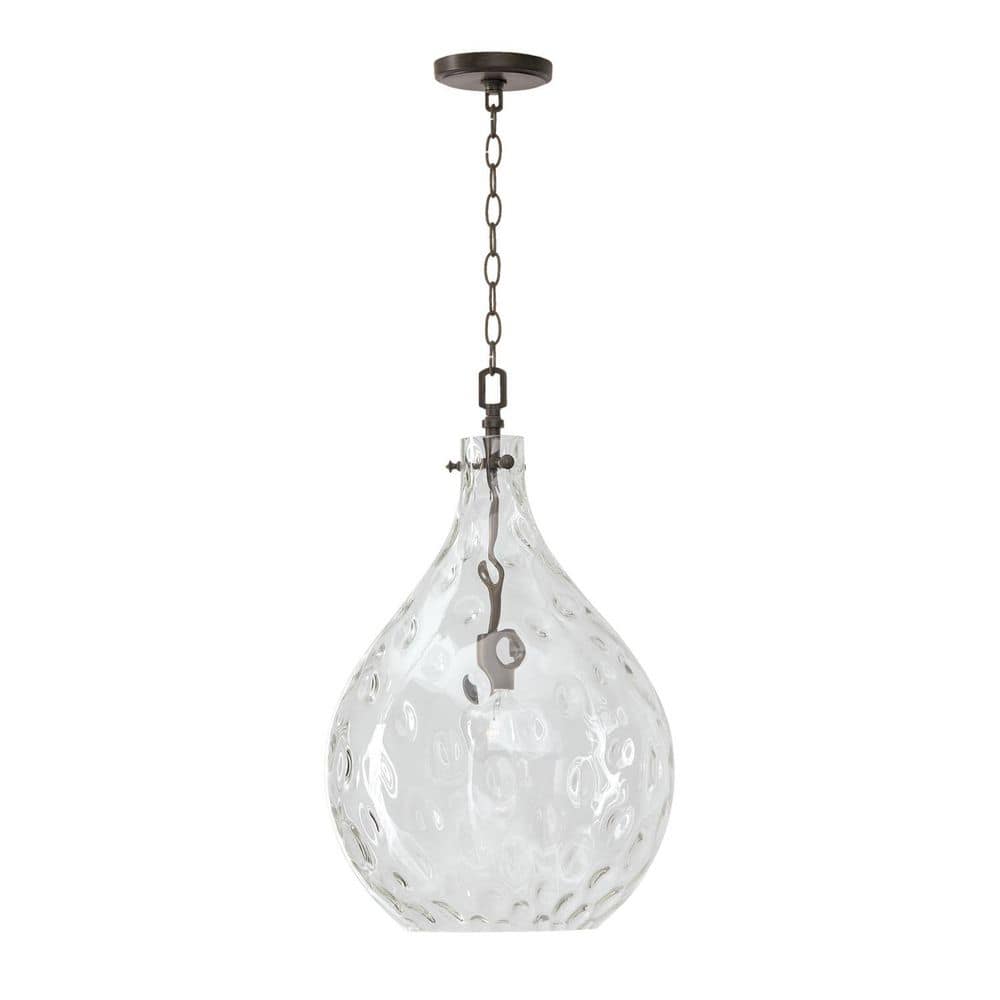 Bristol 100-Watt 1-Light Clear Teardrop Water Glass Farm House Pendant Light with No Bulbs Included price history on PriceWatchPro