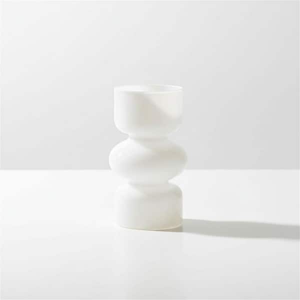 7.1 in. White Cylinder Three-Layer Bubble Glass Vase, Hydroponic
