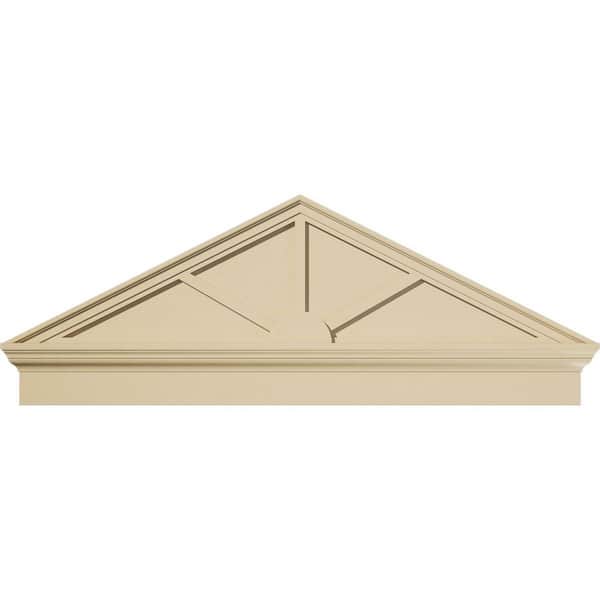 Ekena Millwork 54-in. W x 20-3/8-in. H x 2-3/4-in. P (Pitch 6/12) Peaked Cap 3 Spoke Signature Urethane Combination Pediment Primed Tan