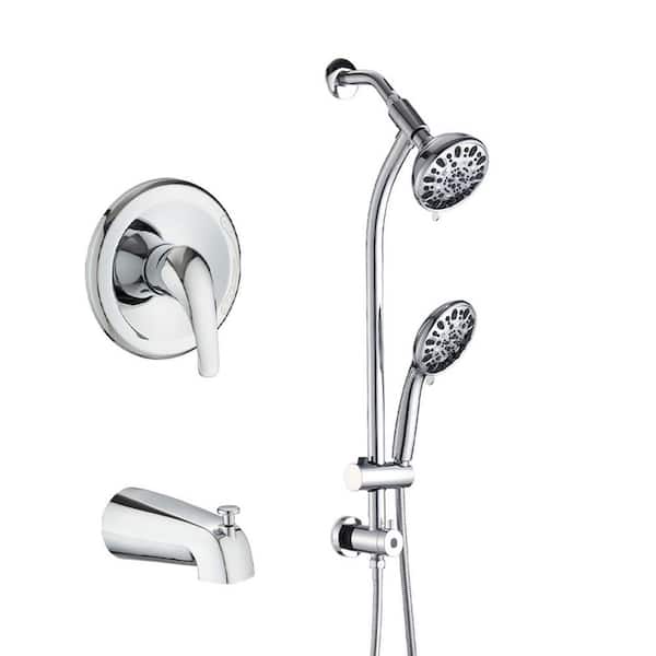 Miscool Ceria Single Handle 7 -Spray Tub and Shower Faucet 1.8 GPM with Spout in. Chrome (Valve Included)