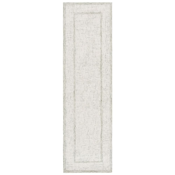 Pine 2 ft. x 8 ft. Sage/Ivory Minimalist Framed Texture Runner Rug