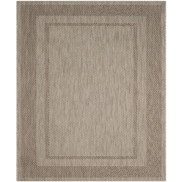 Courtyard Beige/Brown 8 ft. x 11 ft. Striped Indoor/Outdoor Patio  Area Rug