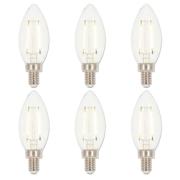 25-Watt Equivalent B11 Dimmable Clear E12 Edison Filament LED Light Bulb 2700K (6-Pack)