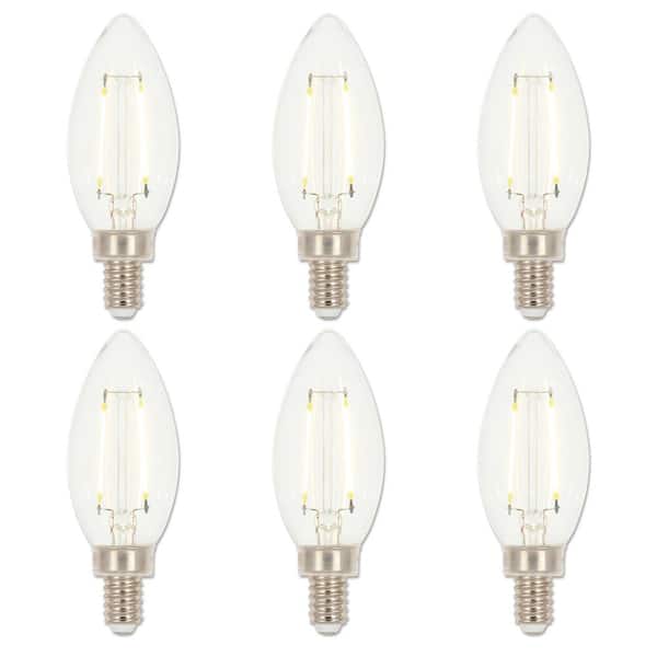 Westinghouse 25-Watt Equivalent B11 Dimmable Clear E12 Edison Filament LED Light Bulb 2700K (6-Pack)