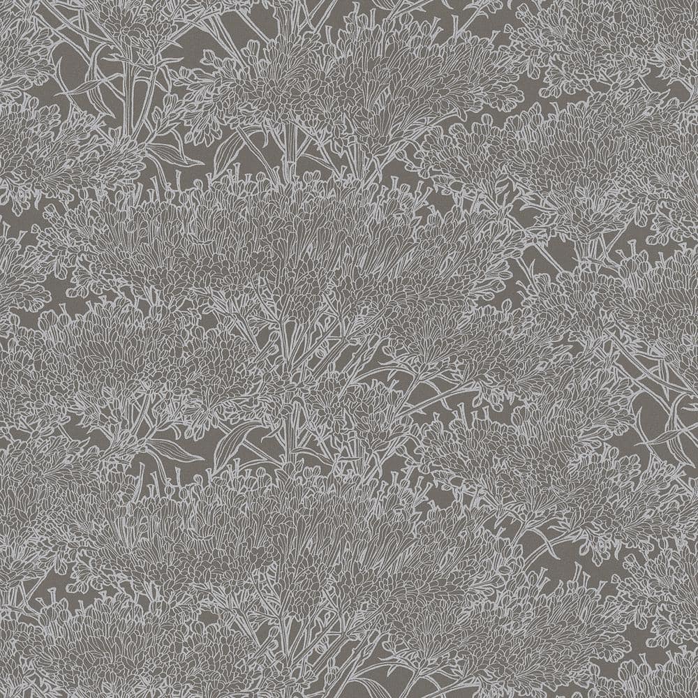 Absolutely Chic Metallic Grey Cherry Blossom Motif Vinyl on Non-Woven Non-P