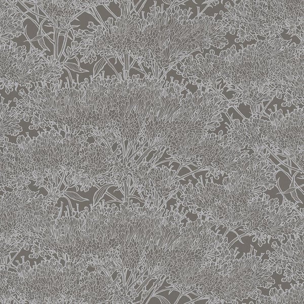 Unbranded Absolutely Chic Metallic Grey Cherry Blossom Motif Vinyl on Non-Woven Non-Pasted Metallic Wallpaper(Covers 57.75 sq.ft.)