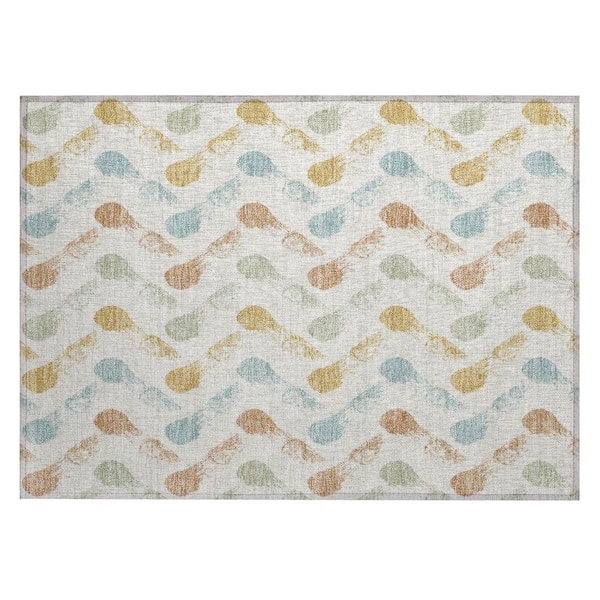 Chantille Machine Washable Indoor/Outdoor Abstract ACN2900 Pearl 2 ft. x 3 ft. Accent Rug