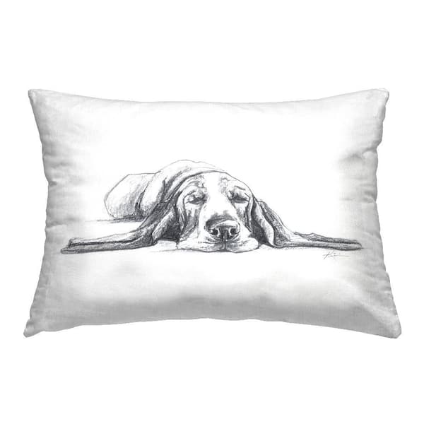 Stupell Industries Bloodhound Pup Naptime White Print Polyester 14 in. X 20in. Throw Pillow