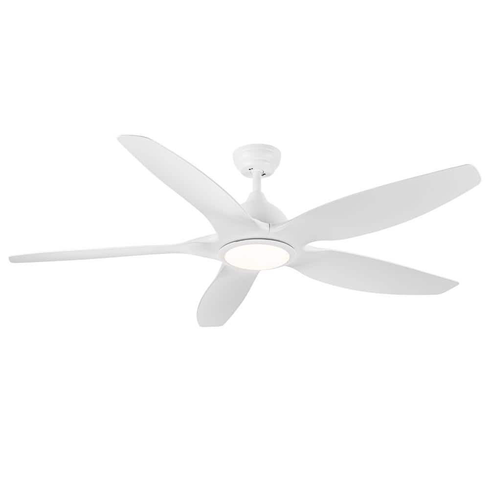 PUDO 60 in. Integrated LED Indoor White Ceiling Fan Lighting with 5 ABS