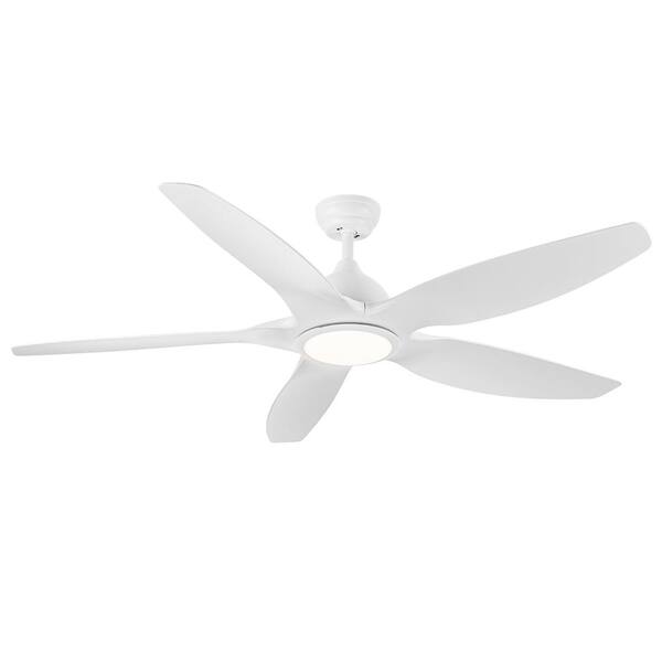 PUDO 60 in. Integrated LED Indoor White Ceiling Fan Lighting with 5 ABS Blades