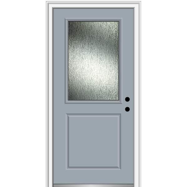 MMI Door 32 in. x 80 in. Left-Hand/Inswing Rain Glass Storm Cloud Fiberglass Prehung Front Door on 4-9/16 in. Frame