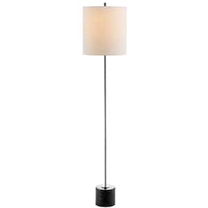 Levitt 60.5 in. Marble/Metal LED Floor Lamp, Black/Chrome