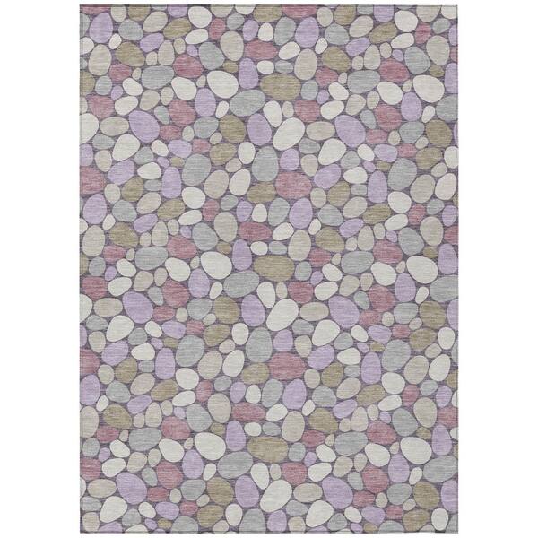 Chantille Machine Washable Indoor/Outdoor Abstract ACN2817 Plum 3 ft. x 5 ft. Area Rug