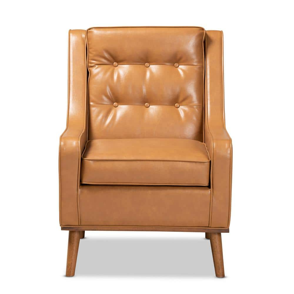 Baxton Studio Daley Tan and Walnut Brown Arm Chair