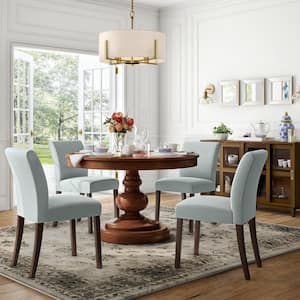 Banford Charleston Blue Upholstered Dining Chair with Sable Brown Wood Legs (Set of 2)