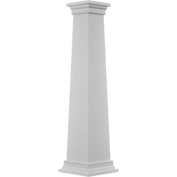 9-5/8 in Bottom Width to 5-5/8 in Top Width x 4 ft. H Square Tapered Smooth PVC Column Wrap Kit Prairie Capital and Base