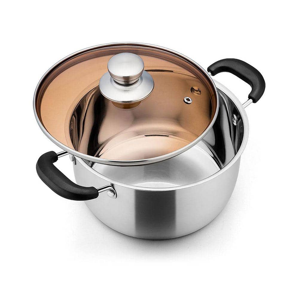 3 qt. Stainless Steel Stock Pot with Glass Lid, Heavy Duty and