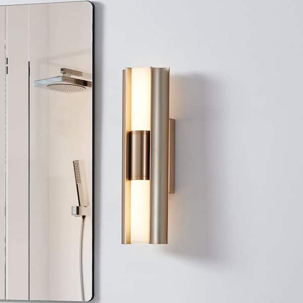 Colton 18-inch 2-light Champagne Gold 5CCT LED Vanity Light with Etched Opal Glass Shades