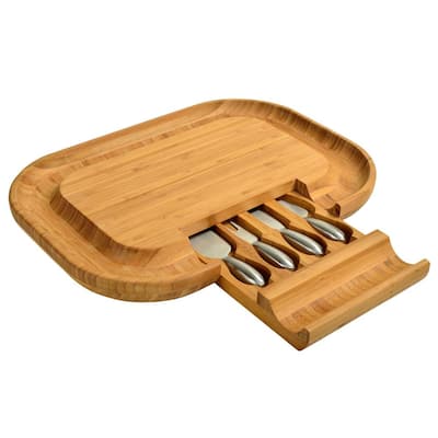 Malvern Deluxe Bamboo Cheese Board Set with 4 Tools