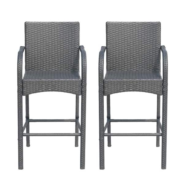 Cascada Stackable Faux Rattan Outdoor Patio Bar Stool (2-Pack)