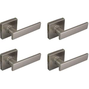 Westwood Satin Nickel Hall and Closet Door Lever with Square Rose (4-Pack)