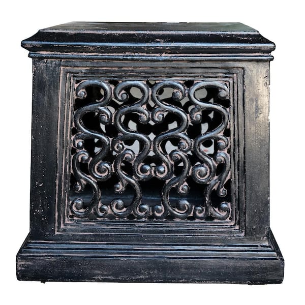 MPG 26 in. Aged Charcoal Cast Stone Fiberglass Square Tapered Garden Pedestal