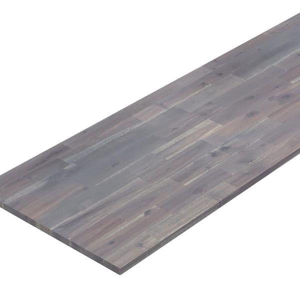 Interbuild 8 ft. L x 25.5 in. D, Acacia Butcher Block Standard Countertop in Dusk Grey with Square Edge