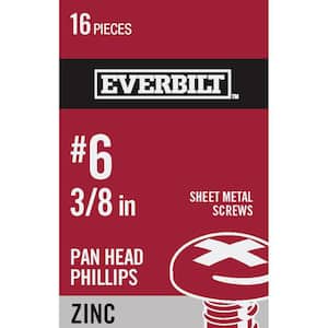 #6 x 3/8 in. Zinc Plated Phillips Pan Head Sheet Metal Screw (16-Pack)