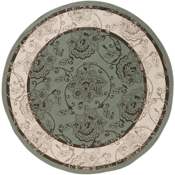 Livabliss Tereza Sage 5 ft. x 5 ft. Round Indoor/Outdoor Patio Area Rug