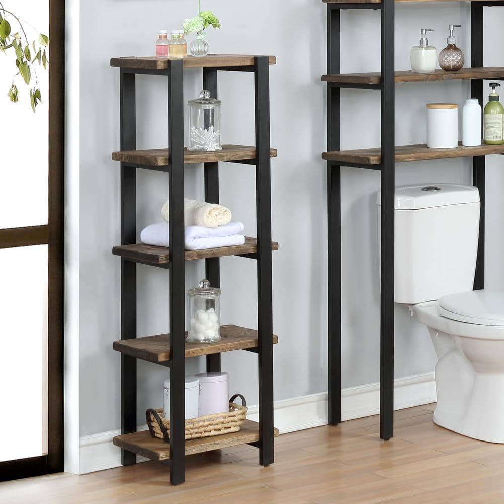 Pomona 48" Brown Wood and Metal Bath Storage Shelf