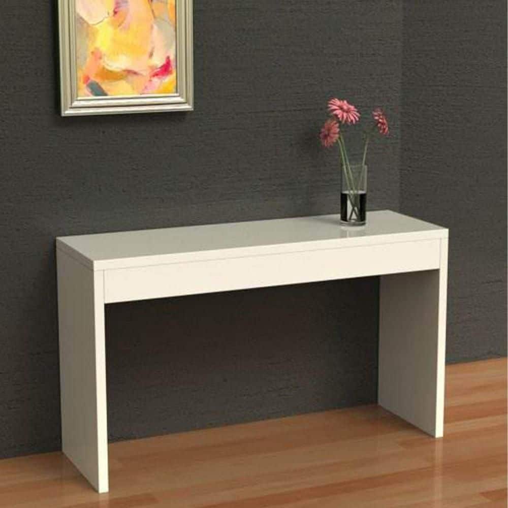 15.5 in. White Rectangle Wood Console Table