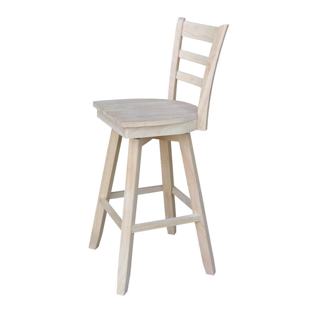 Emily Unfinished Wood Swivel Bar Height Stool