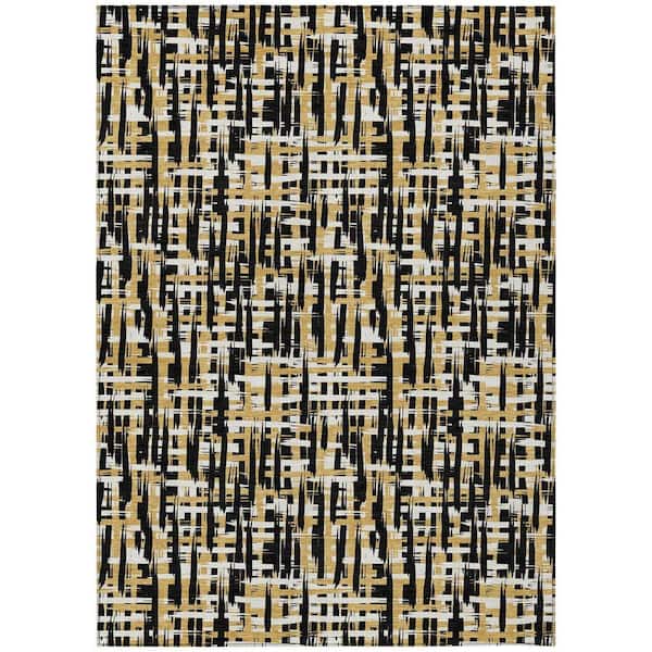 Chantille Machine Washable Indoor/Outdoor Abstract ACN1060 Black 2 ft. 6 in. x 3 ft. 10 in. Area Rug