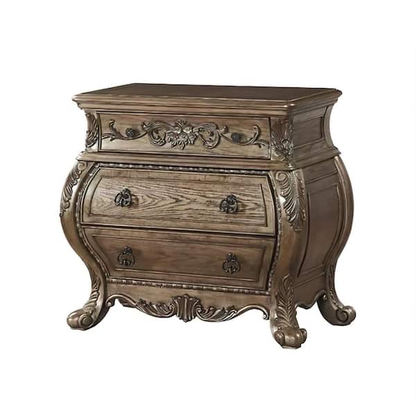 Acme Furniture Ragenardus 3-Drawer Vintage Oak Nightstand (34 H x 20 W x 38 D)