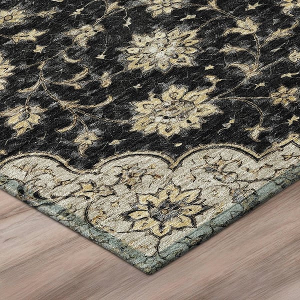 Chantille Machine Washable Indoor/Outdoor Abstract ACN3081 Black 2 ft. x 7 ft. Runner Rug